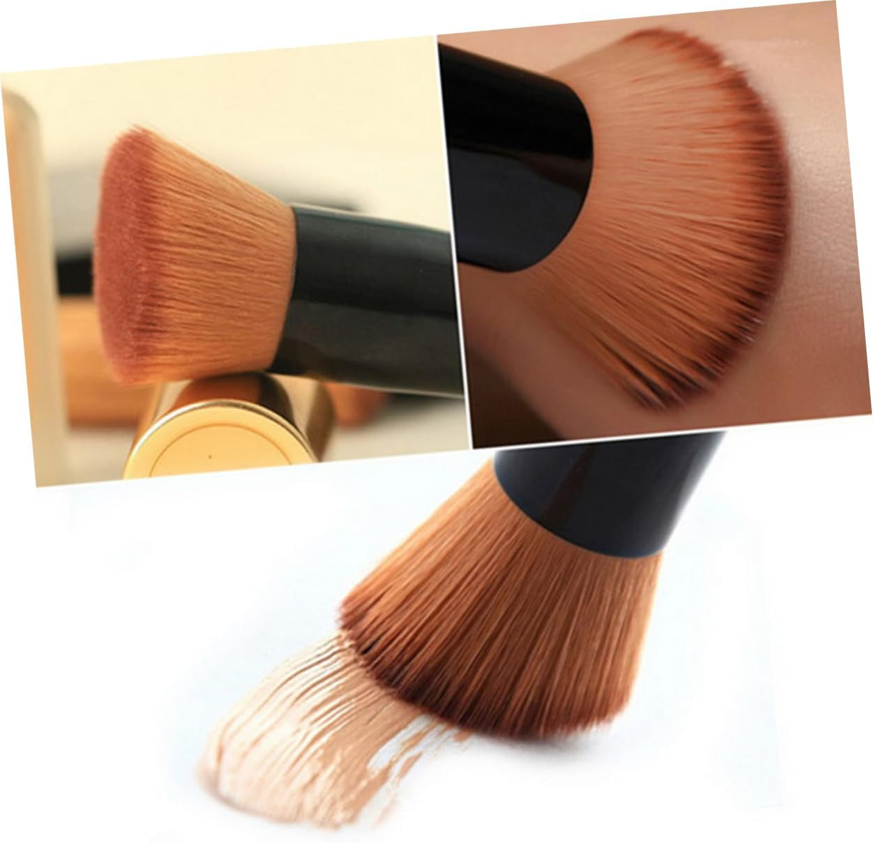 Foundation Professional Makeup Blush Brush 3Pcs Set Portable and Practical for Daily Use and Professional Work Random Color