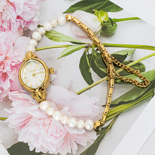 Ins Style Pearl Bracelet Women's Quartz Watch Simple Light Luxury Retro Fashion Elegant Niche Trend High Beauty Value